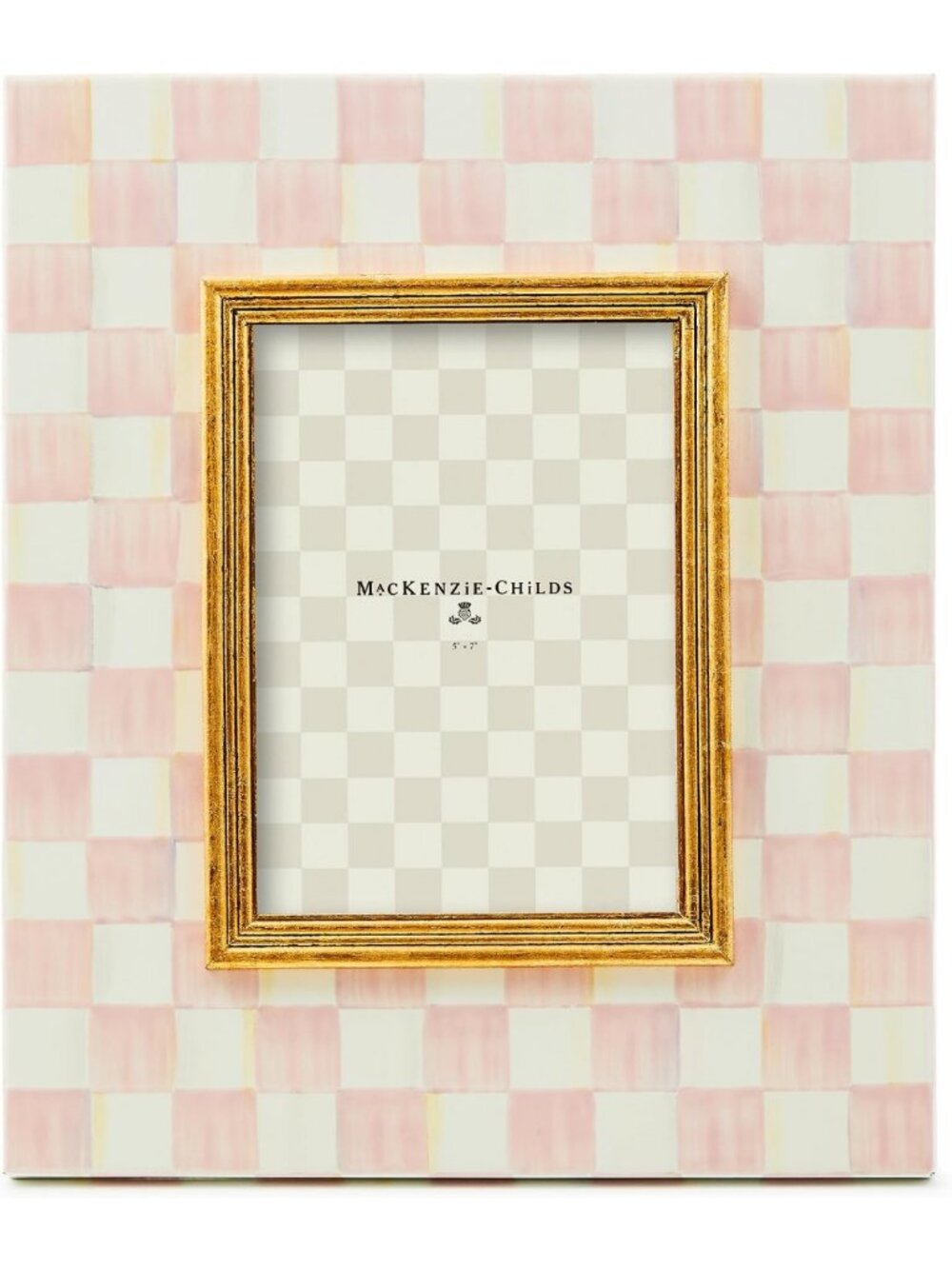 Chic 5x7 Picture Frame in Pink & White Rosy Check - Stylish Home Decor Accent